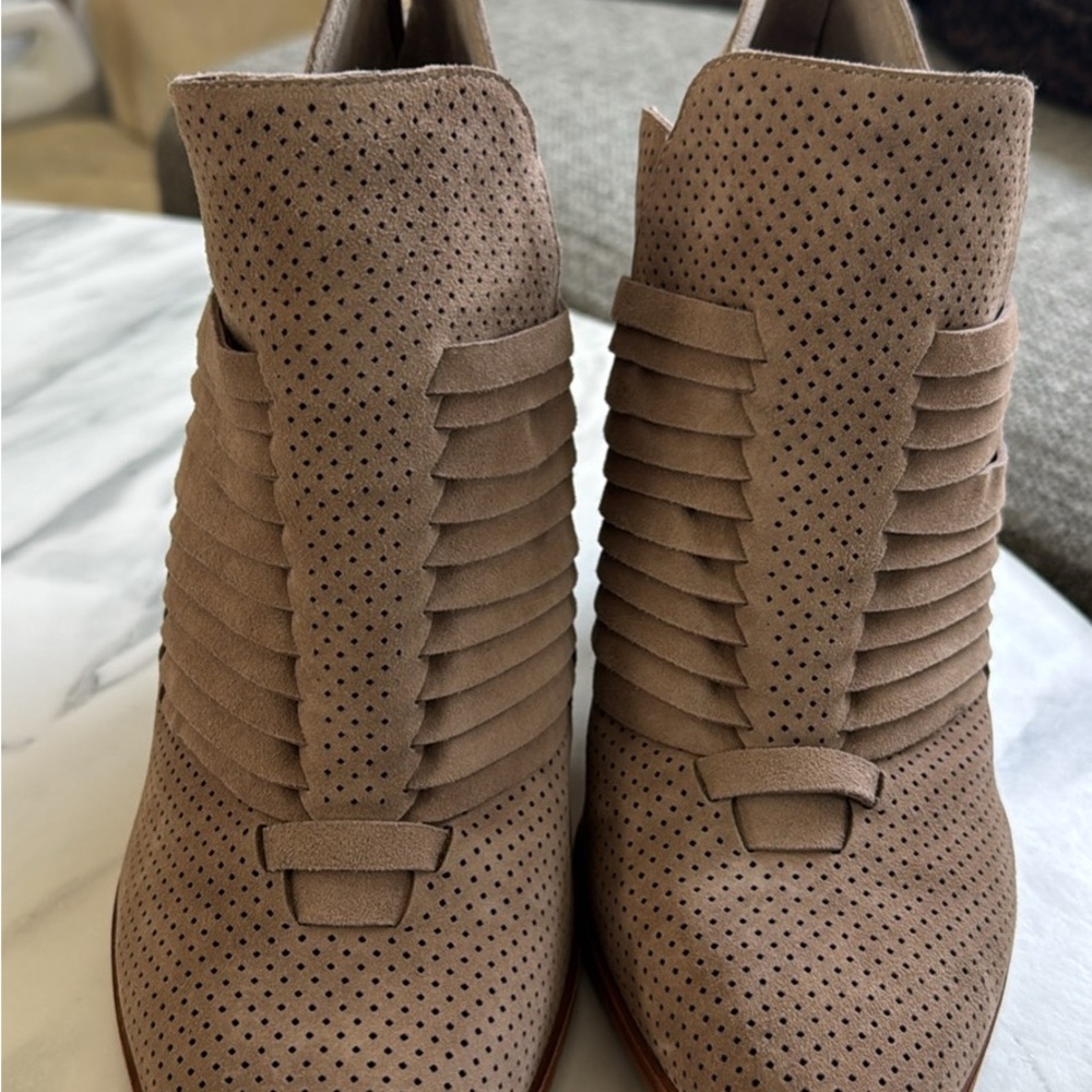 Dolce Vita Perforated Taupe Ankle Booties